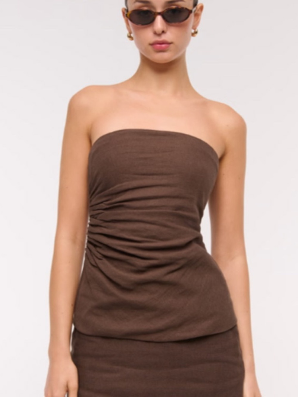 Abercrombie & Fitch Brown Linen-Blend Tube Top- Size Small- NWT